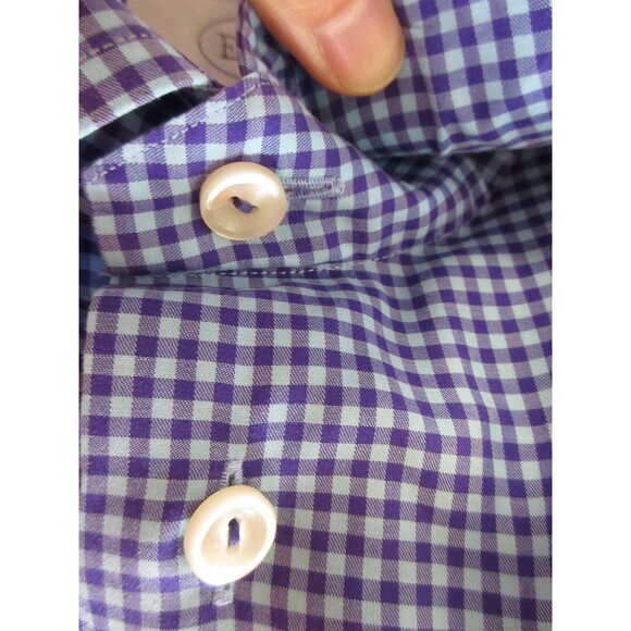 Eton Shirt 16 1/2 Button Down Contemporary gingham Plaid Preppy Large - Picture 8 of 11